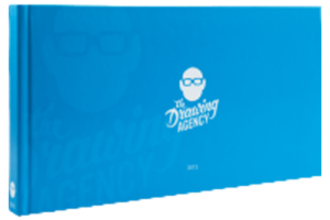 A hardcover book printed with landscape format