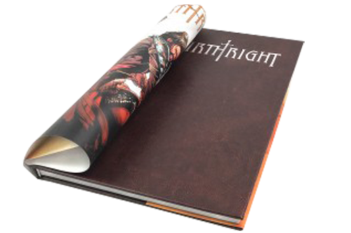 Hardcover luxury book with a jacket, fake leather, and embossing