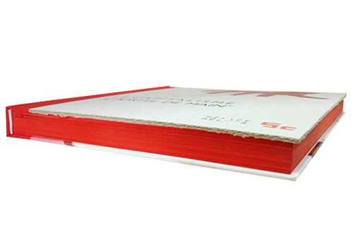 Red fore fore-edge painting White hardcover book with red fore-fore-fore-edge painting