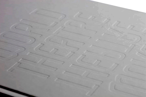 White hardcover book with 3D debossing