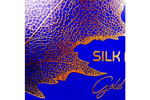 Leaf gold stamping Blue cover with a leaf in gold stamping