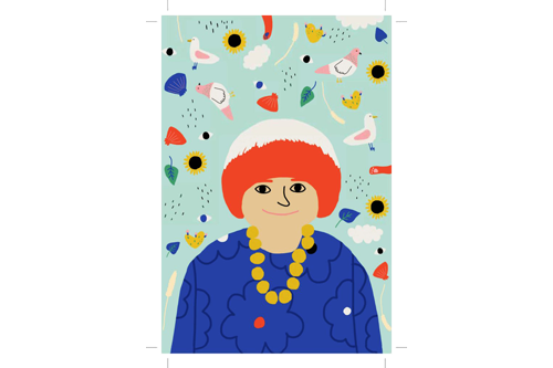 Colorful printed end paper for a children's book